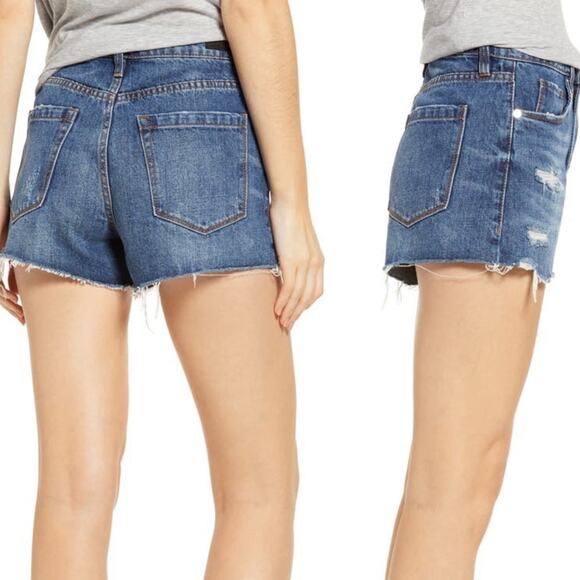 BLANK NYC The Barrow Distressed Denim Shorts After Shock Med Wash Women SZ 28 - Picture 2 of 10
